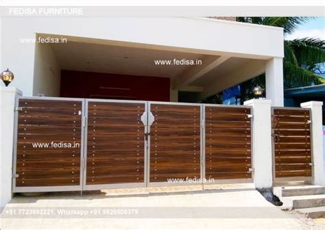 Lohe Ke Gate Ki Design Modern Metal And Wood Fence Boundary Gate Roof