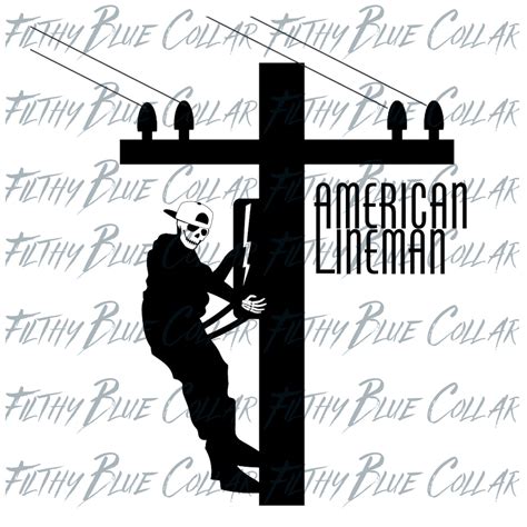 Blue Collar American Lineman Skull Svg Etsy