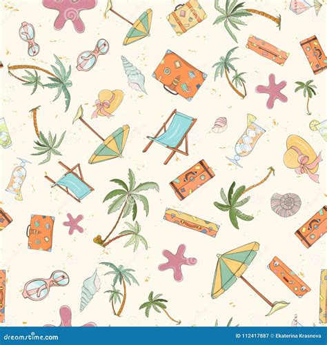 Seamless Summer Beach Pattern Stock Vector Illustration Of