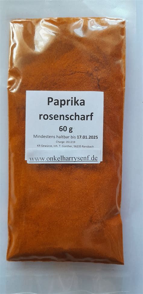 Paprika Rosenscharf 60gr ONKELHARRYSENF DE Senfspezialisten