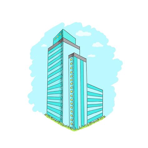 Hand Drawn Modern Building Illustration Vector Art At Vecteezy