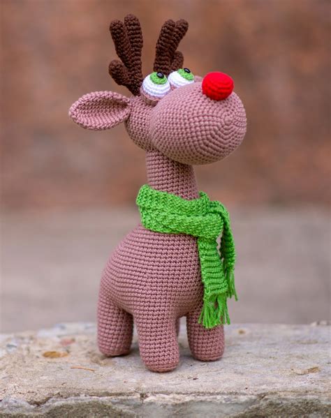 Crochet Pattern Christmas Reindeer Rudolph Amigurumi Pattern Etsy