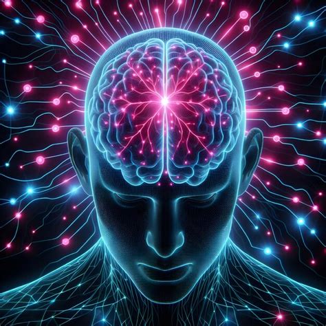 Premium Photo Glowing Human Brain Brain Work Neon Image Futuristic Style