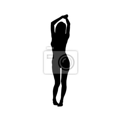 Icono Plano Silueta Chica Desnuda De Pie Negro En Fondo Blanco Wall