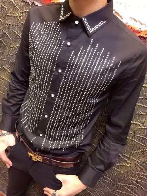 S Xxl 2016 Mens Clothing Rhinestones Slim Personalized Fashion Long