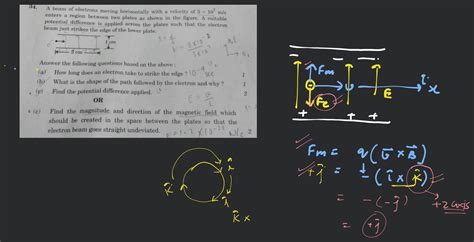 34 A Beam Of Electrons Moving Horizontally With A Velocity Of 3107 M S