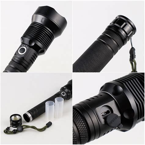 Xlamp Senter Led Flashlight Usb Rechargeable Xhp Jhs Black