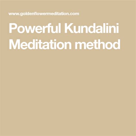 Powerful Kundalini Meditation Method Kundalini Meditation Meditation