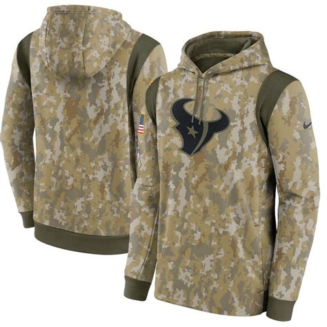 Texans Camo 2021 Salute To Service Therma Performance Pullover Hoodie