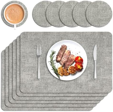 Miorkly Placemats And Coasters Sets Of 4 Silver Grey Christmas Table