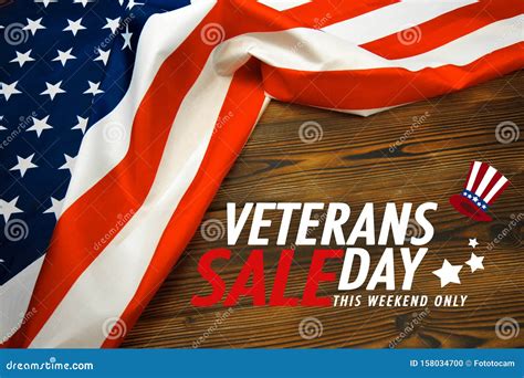 American Flag On A Antique Wooden Platform Veterans Day Image Stock