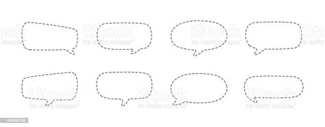 Geometric Comic Speech Bubbles Made Of Dotted Dashed Line Set Stock Illustration Download