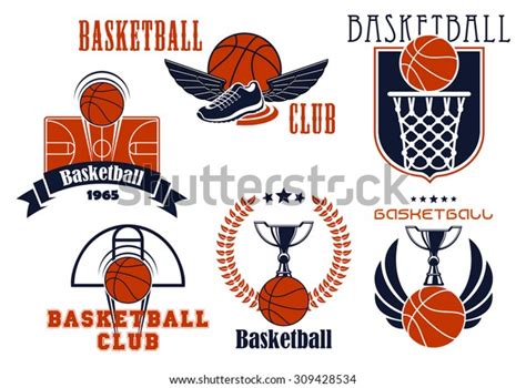 Basketball Club Team Emblems Showing Basketball Stock Vector Royalty