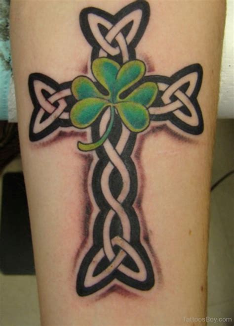 Celtic Cross And Clover Tattoo Design - Tattoos Designs