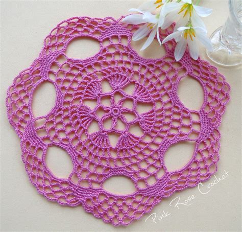 Pink Rose Crochet Doily 66