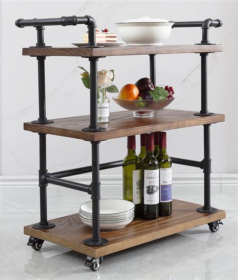 Industrial Bar Cartsserving Cartskitchen Cartswine Rack Carts On Wheels With Storage