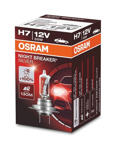 OSRAM NIGHT BREAKER SILVER H7 100 More Brightness Halogen Headlamp