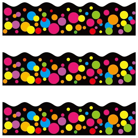 72 Feet Rainbow Dots Borders Polka Dots Boarder Black Colorful Dots