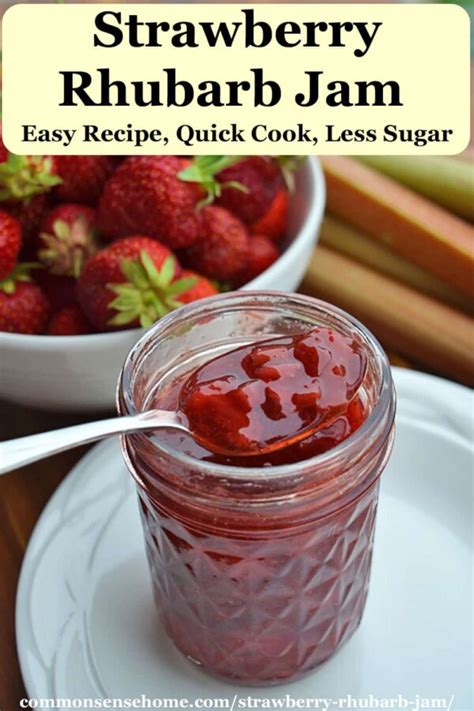 Strawberry Rhubarb Jam Easy Recipe Quick Cook Less Sugar