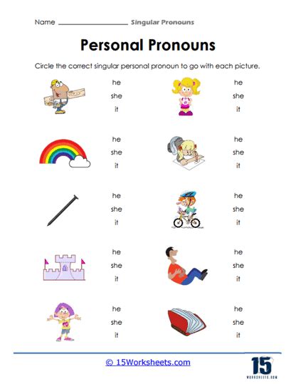 Singular Pronouns Worksheets 15