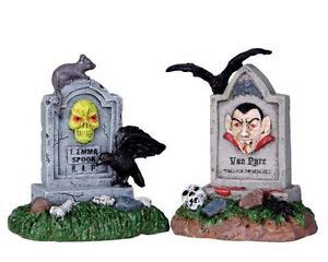 Lemax Spooky Town Halloween Graveyard Tombstone Pair NIB 04169 | eBay