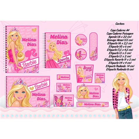 Arquivo De Corte Etiqueta Escolar Barbie Studio E Pdf Elo