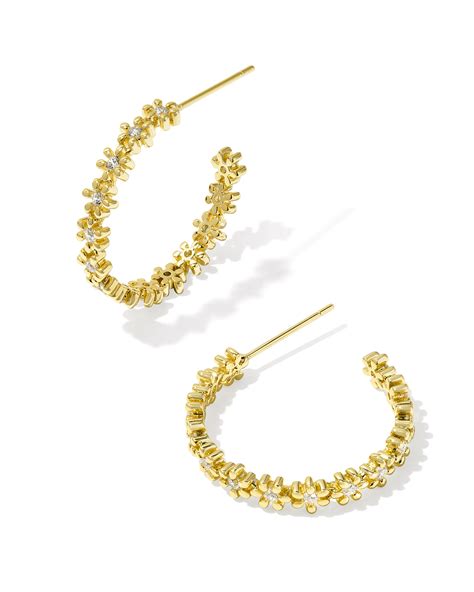 Nydia Gold Hoop Earrings In White Crystal Kendra Scott