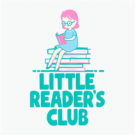 Cute Cartoon Girl Reading Logo For Little Readers Club Playground