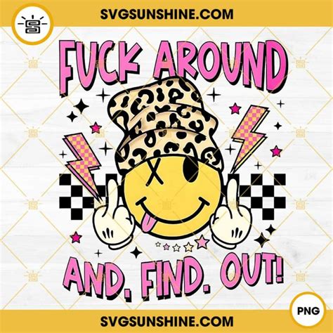 Fuck Around And Find Out Smiley Face Leopard Beanie PNG Retro PNG