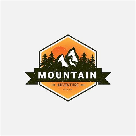 Plantilla de logotipo de aventura en la montaña Vector Premium