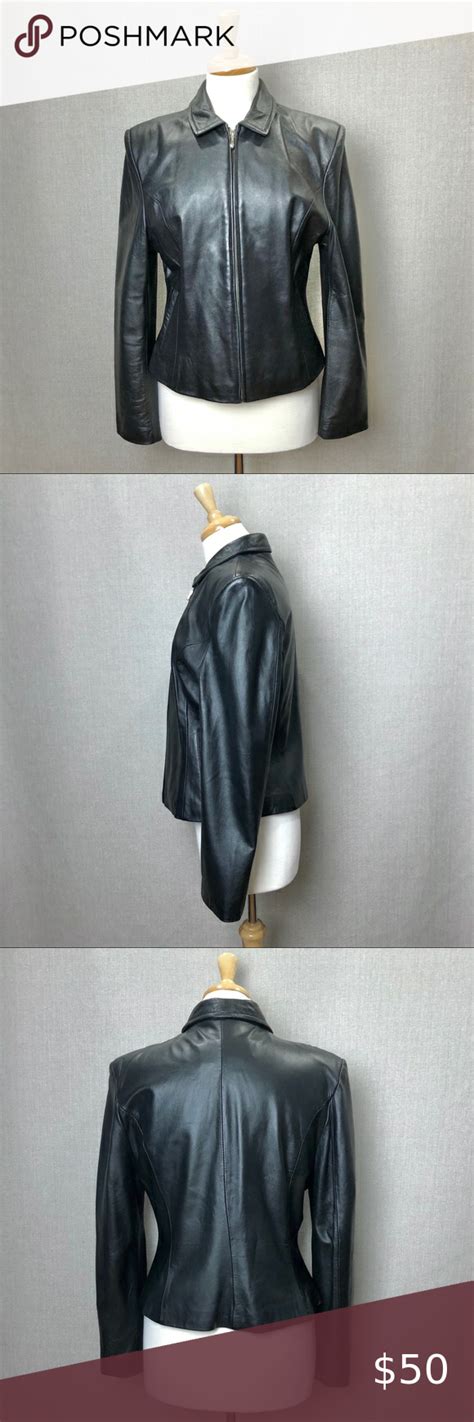 WILSONS LEATHER Black Leather Zip Moto Jacket WILSONS LEATHER Women S