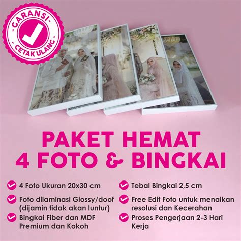 Jual PAKET HEMAT 4 PCS CETAK FOTO BINGKAI 3D UKURAN 30x20 Cm