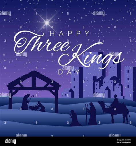 Composition Of Three Kings Day Text Over Nativity Stock Photo Alamy