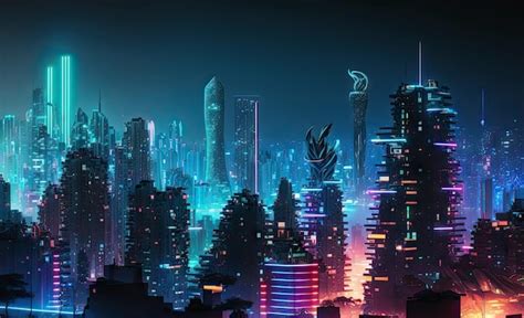 Neon Mega City Capital Torres Fundo De Tecnologia Futurista Futuro