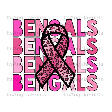 Bengals Stacked Breast Cancer Awareness Pink Leopard Ribbon Etsy