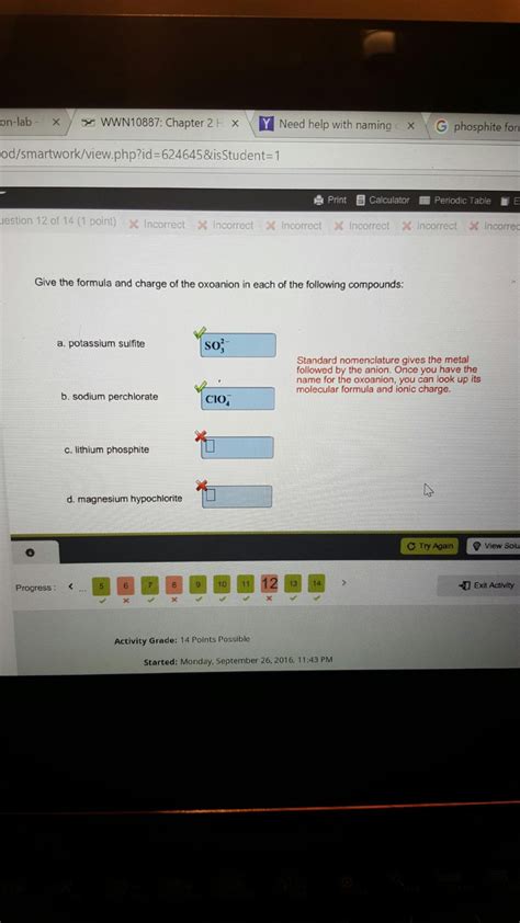 Solved Give The Formula And Charge Of The Oxoanion In Each