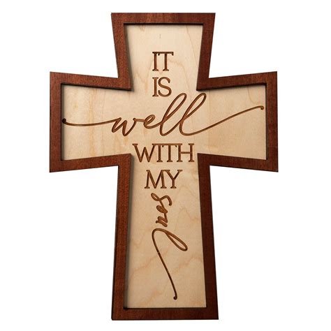 Dexsa It Is Well Inspirational Laser Cut Wood Cross Plaque 7 5 Inches X