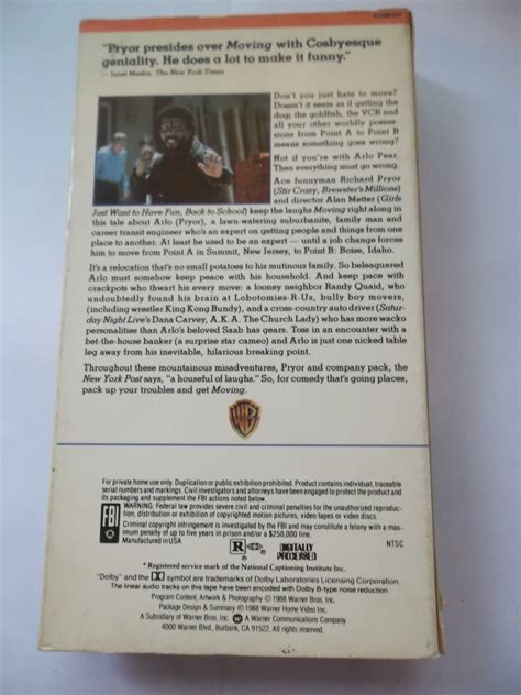 Moving Vhs Fast Shipping Richard Pryor Comedyadventure Plus