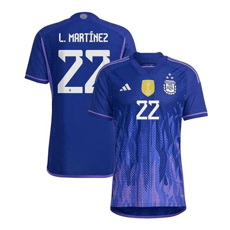 L MARTINEZ 22 Argentina Three Stars Away Jersey World Cup 2022