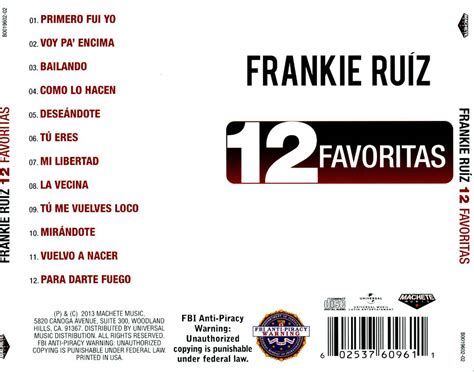 Car Tula Trasera De Frankie Ruiz 12 Favoritas Portada