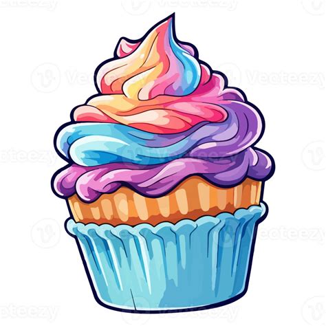 Colorful Cupcake Modern Pop Art Style Cupcake Sticker Pastel Cute Colors Ai Generated