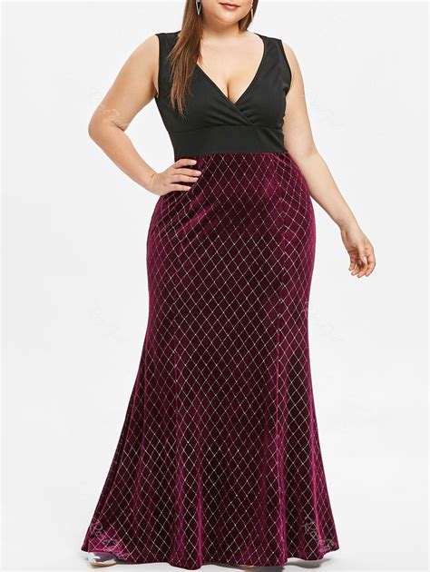 [53 Off] Shining Geometric Pattern Plus Size Party Maxi Dress Rosegal