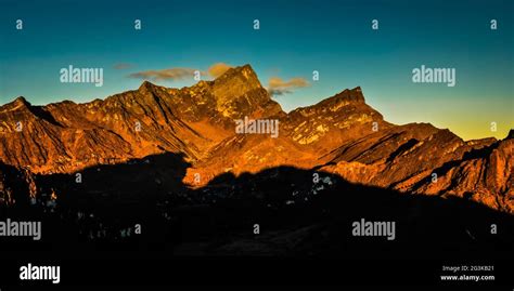 Peaks at sunrise Stock Photo - Alamy