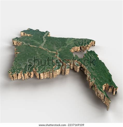 3d Satellite View Realistic Map Bangladesh Stock Illustration ...