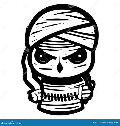 Halloween Mummy Scary Illustration Sketch Hand Draw Stock Vector