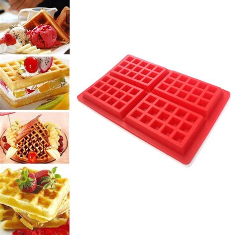 Q Life Waffles Chocolate Biscuit Mold Safety 4 Cavity Waffles Cake