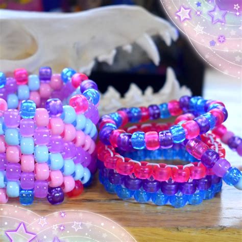 Bisexual Pride Kandi Cuff Set Scenecore Lgbtq Pride Kandi Bracelets Etsy