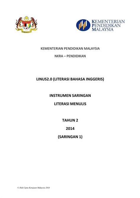 PDF Instrumen Saringan 1menulis Bi Tahun 2 2014 DOKUMEN TIPS