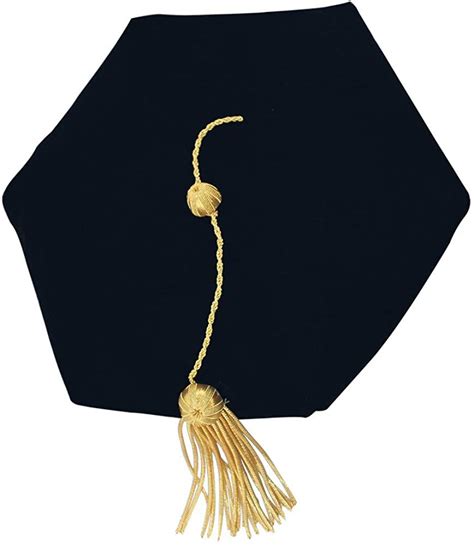 Ggs Doctoral Graduation Tam Black Velvet 6 Sided With Gold Bullion Tassel Home