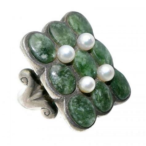 Rare Antonio Pineda Pearl Stone Silver Taxco Mexican Ring Item